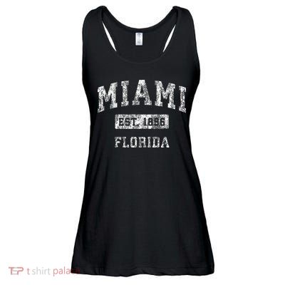 Miami Florida Fl Vintage Established Ladies Essential Flowy Tank
