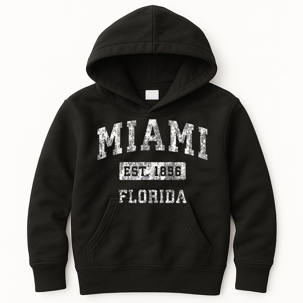 Miami Florida Fl Vintage Established Kids Hoodie