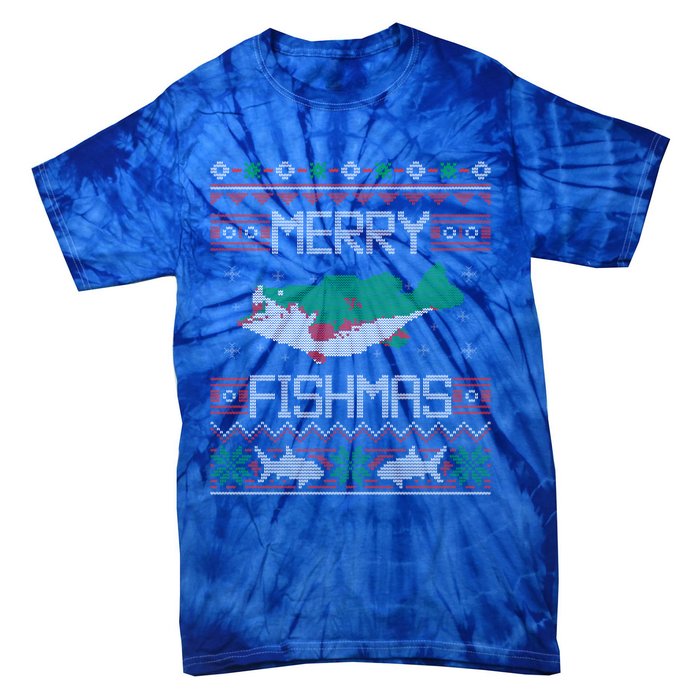 Merry Fishmas Fishing Dad Fish Angler Ugly Christmas Sweater Gift Tie-Dye T-Shirt