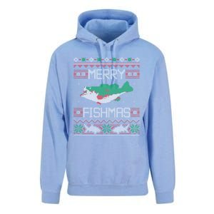 Merry Fishmas Fishing Dad Fish Angler Ugly Christmas Sweater Gift Unisex Surf Hoodie