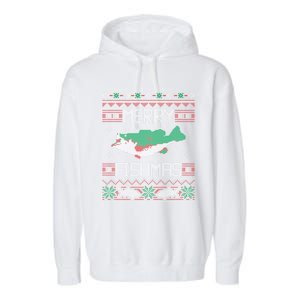 Merry Fishmas Fishing Dad Fish Angler Ugly Christmas Sweater Gift Garment-Dyed Fleece Hoodie