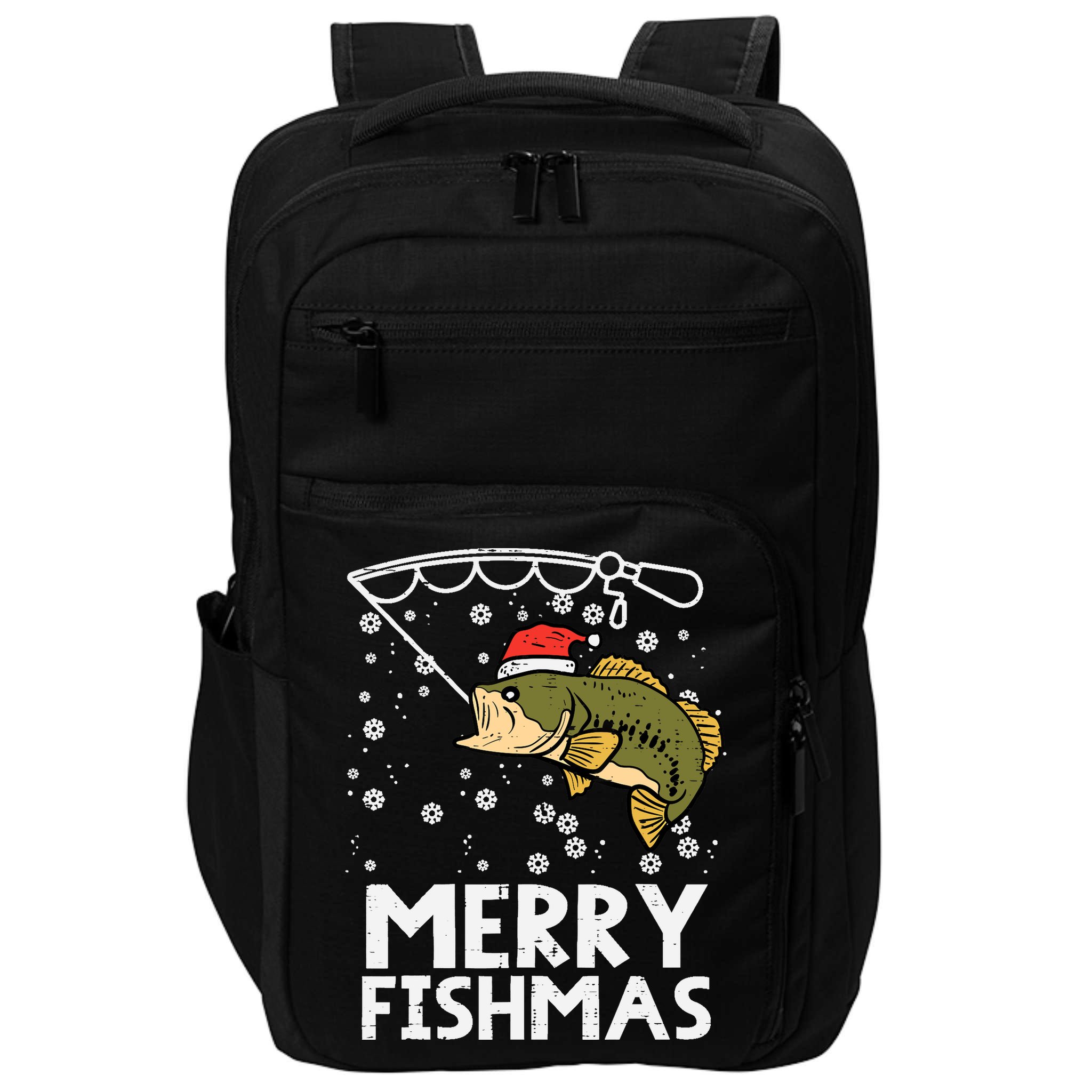 Merry Fishmas Fish Fishing Xmas Christmas Dad Impact Tech Backpack