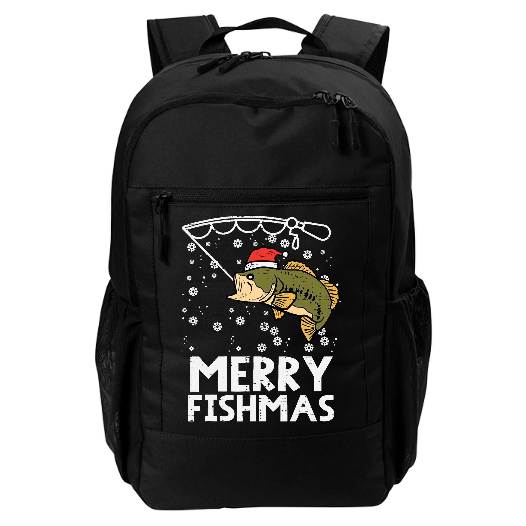Merry Fishmas Fish Fishing Xmas Christmas Dad Backpack