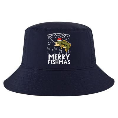 Merry Fishmas Fish Fishing Xmas Christmas Dad Cool Comfort Performance Bucket Hat