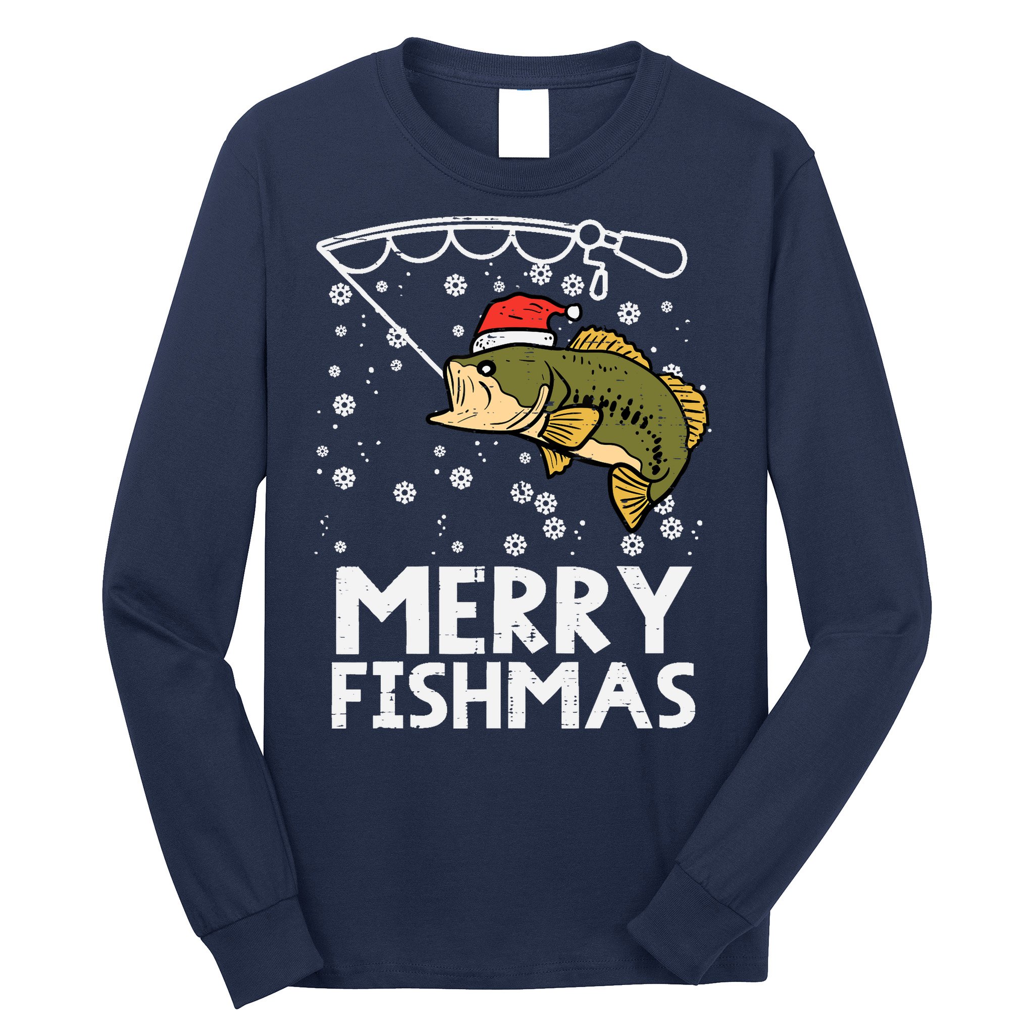 Merry Fishmas Fish Fishing Xmas Christmas Dad Long Sleeve Shirt