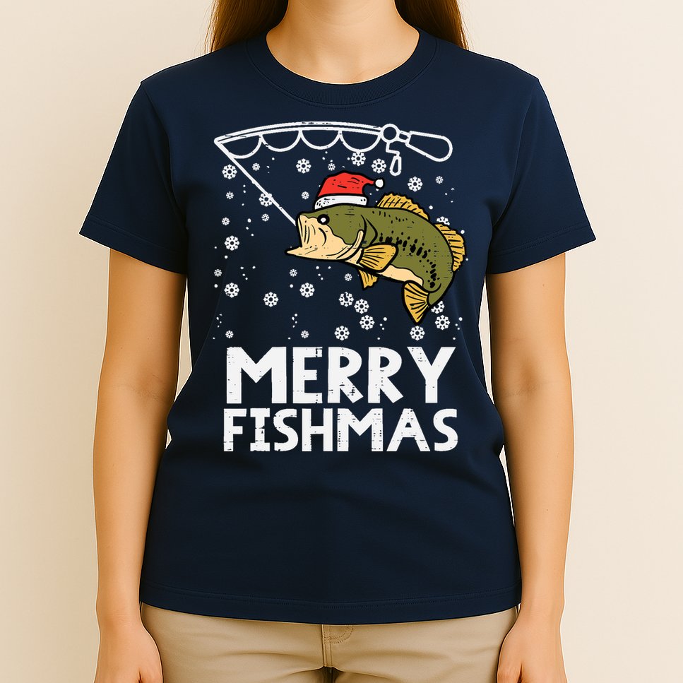 Merry Fishmas Fish Fishing Xmas Christmas Dad T-Shirt
