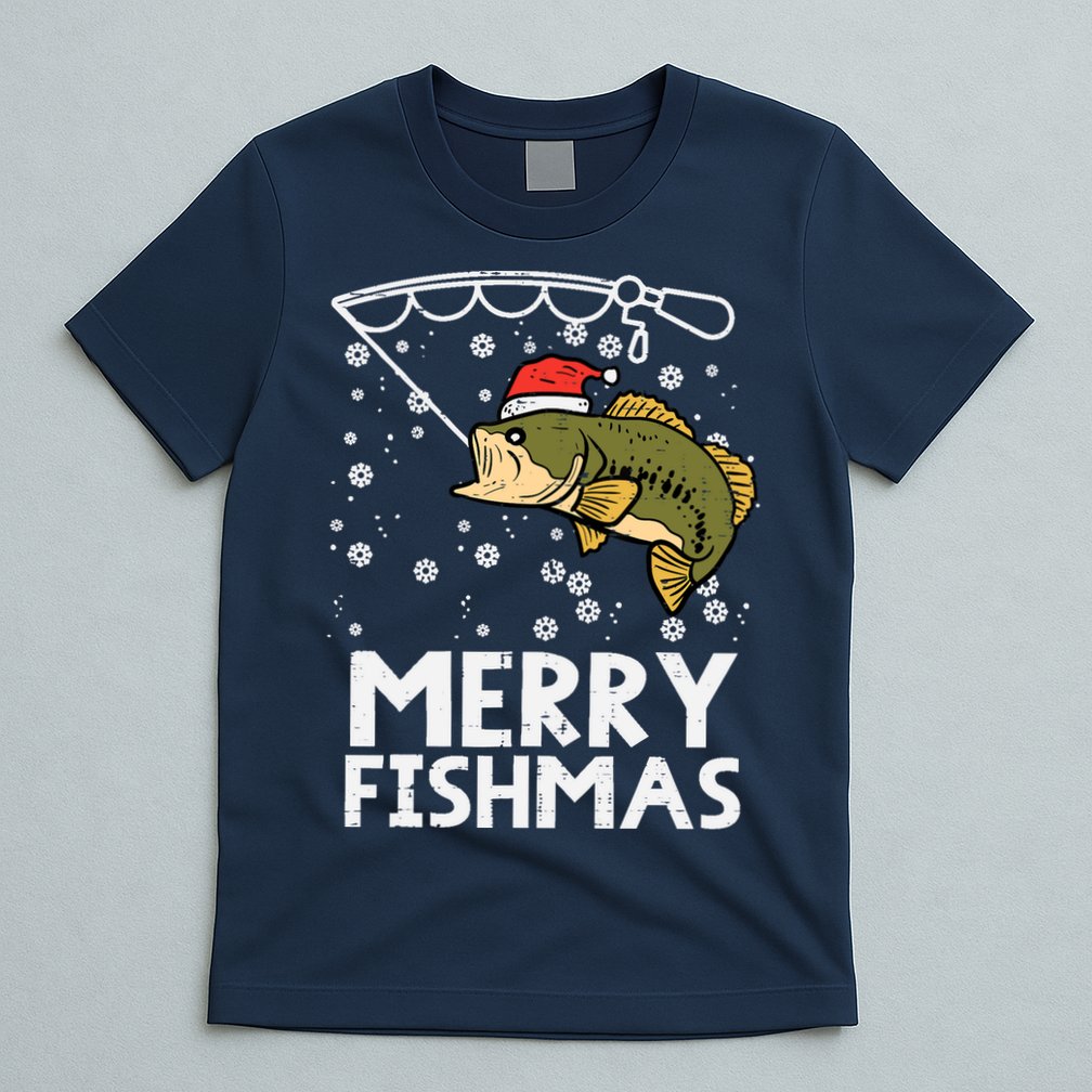 Merry Fishmas Fish Fishing Xmas Christmas Dad T-Shirt