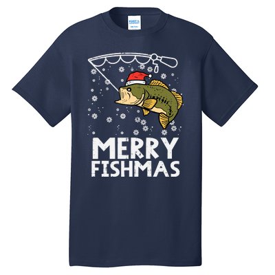 Merry Fishmas Fish Fishing Xmas Christmas Dad Tall T-Shirt