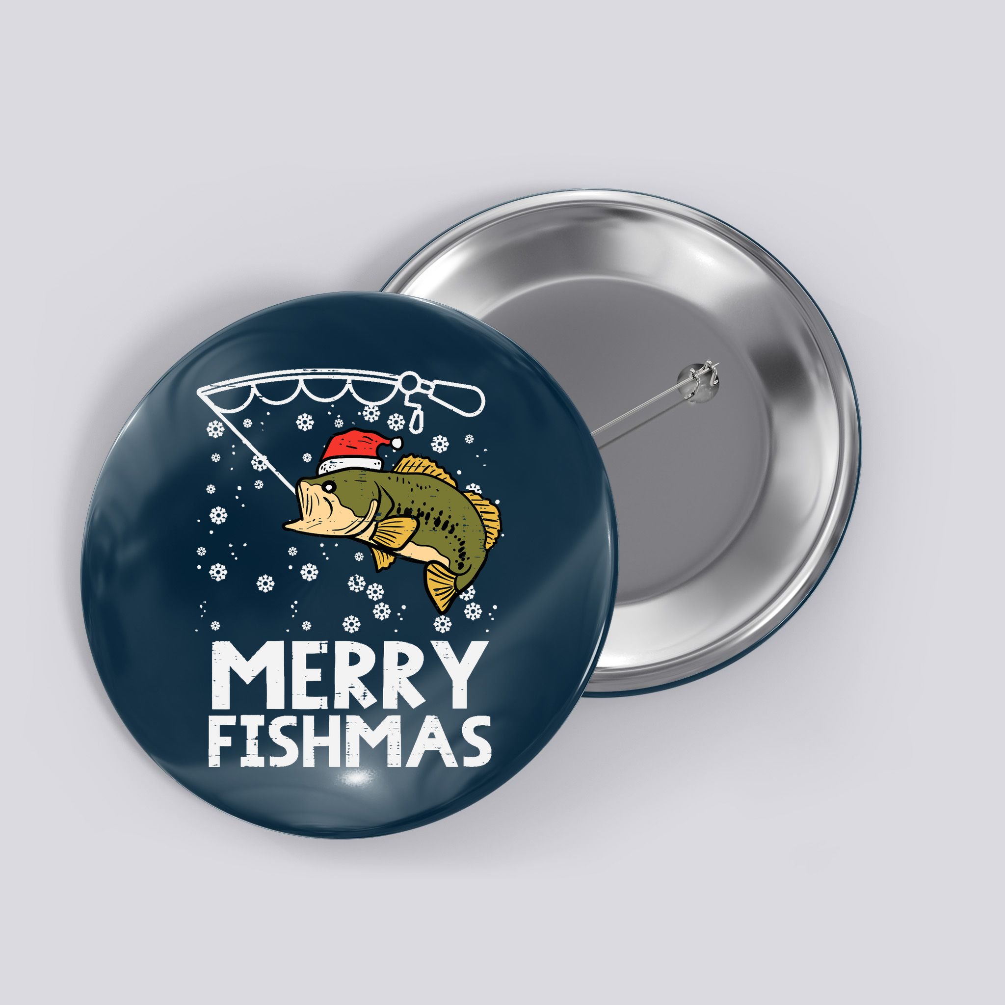 Merry Fishmas Fish Fishing Xmas Christmas Dad Button