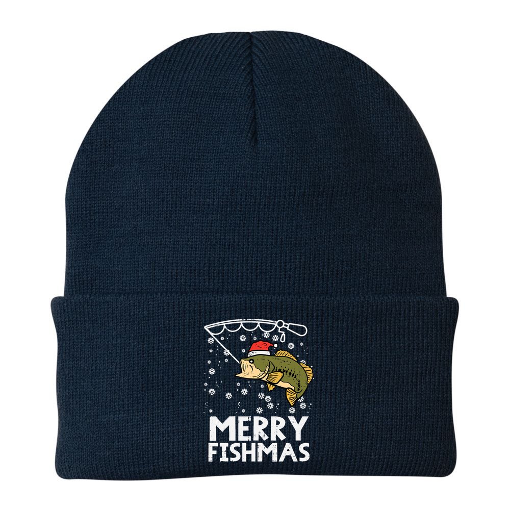 Merry Fishmas Fish Fishing Xmas Christmas Dad Beanie