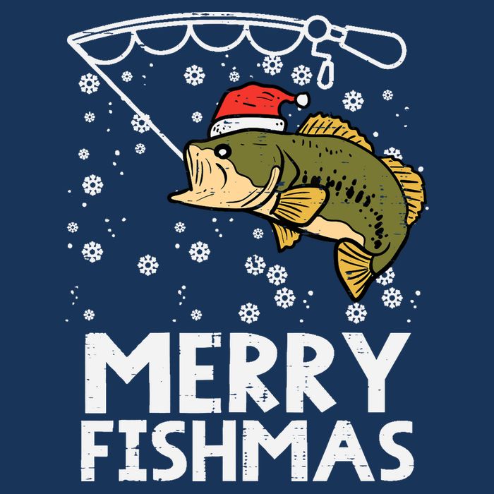 Merry Fishmas Fish Fishing Xmas Christmas Dad Drawstring Bag