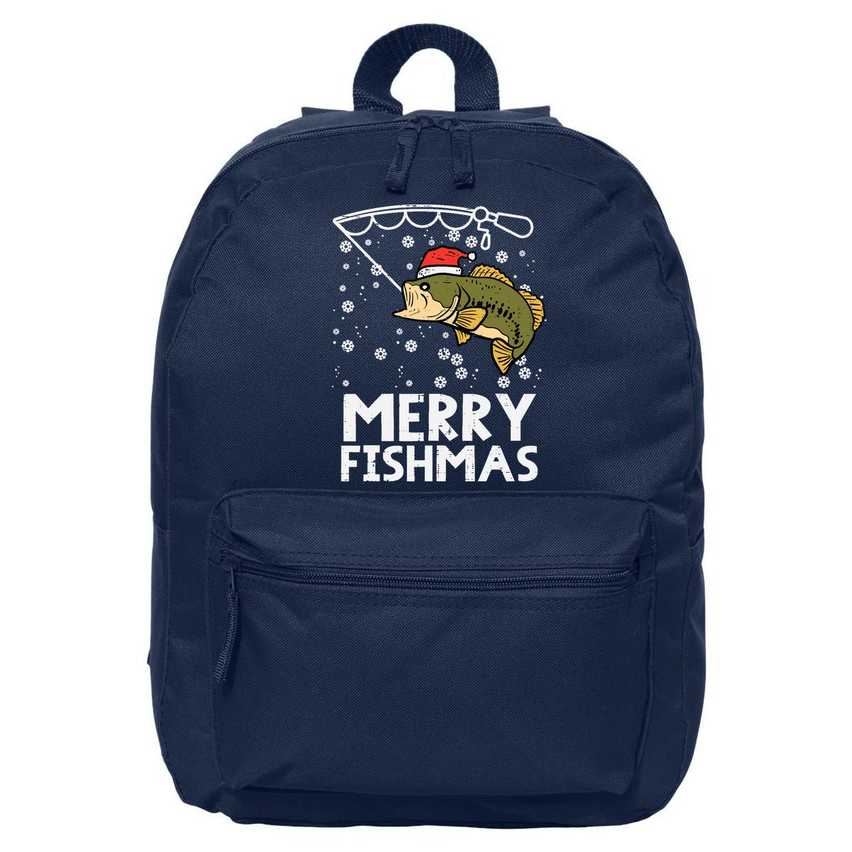 Merry Fishmas Fish Fishing Xmas Christmas Dad 16 in Basic Backpack
