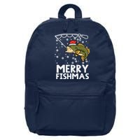 Merry Fishmas Fish Fishing Xmas Christmas Dad 16 in Basic Backpack