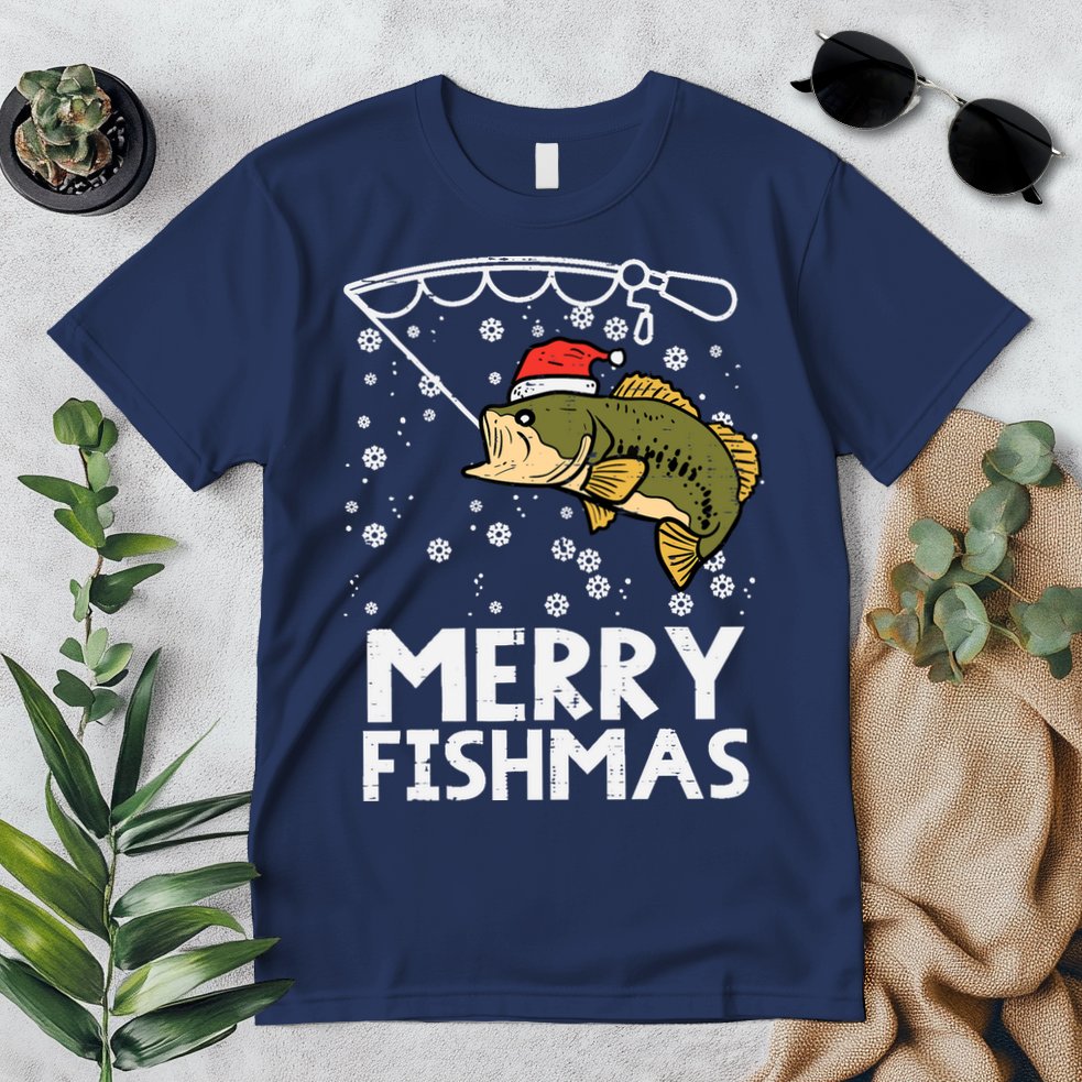 Merry Fishmas Fish Fishing Xmas Christmas Dad Premium T-Shirt