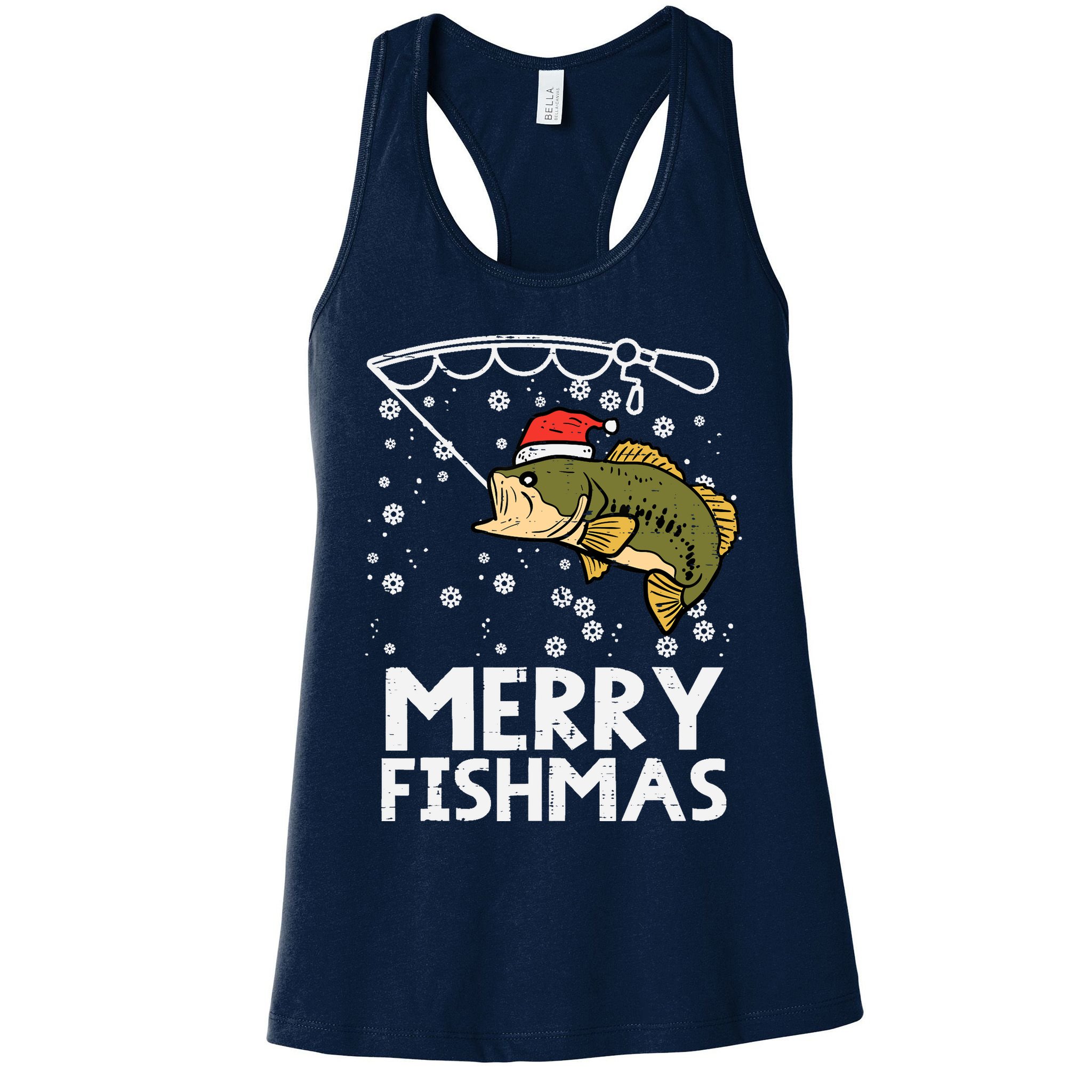 Merry Fishmas Fish Fishing Xmas Christmas Dad Womens Tank Top