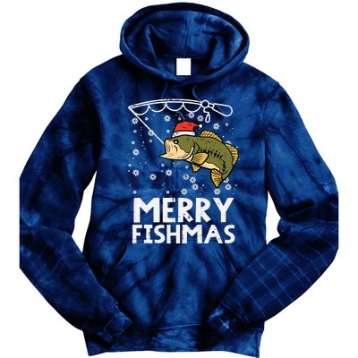 Merry Fishmas Fish Fishing Xmas Christmas Dad Tie Dye Hoodie