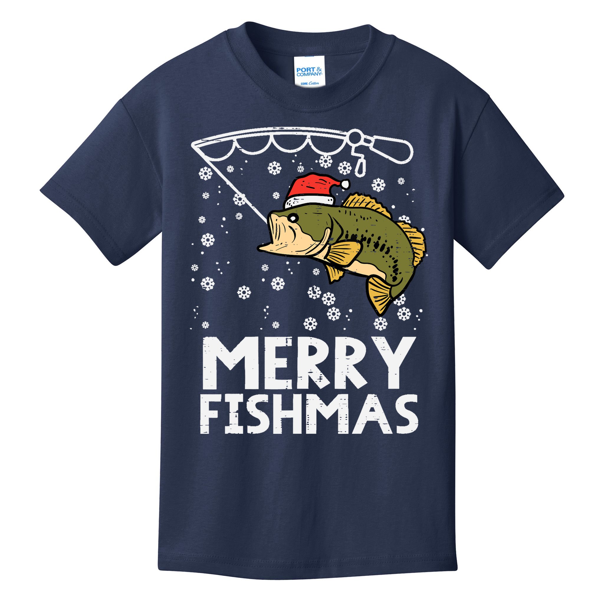 Merry Fishmas Fish Fishing Xmas Christmas Dad Kids T-Shirt