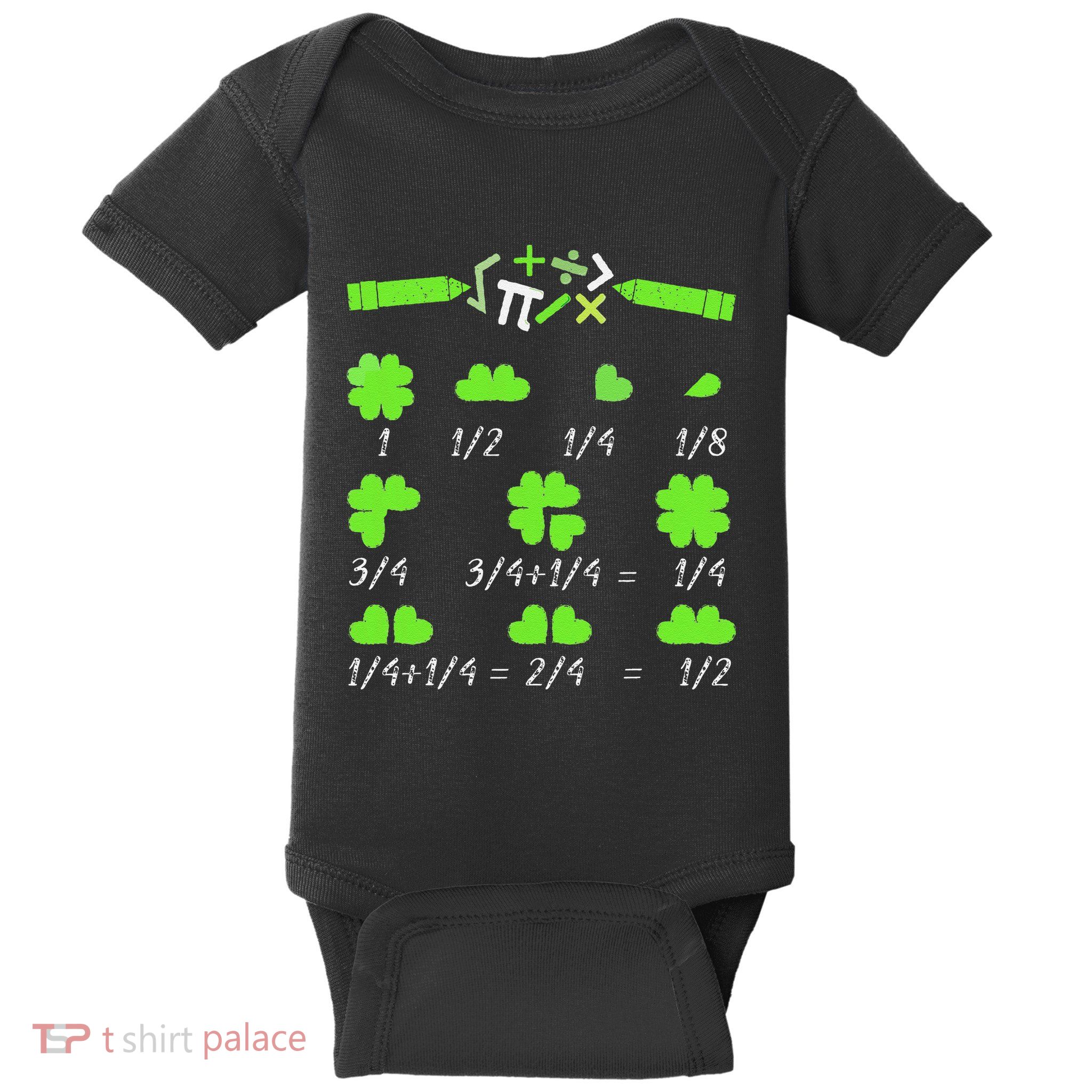 Math Fraction Four Clover Leaf Math Teacher St PatrickS Day Baby Bodysuit