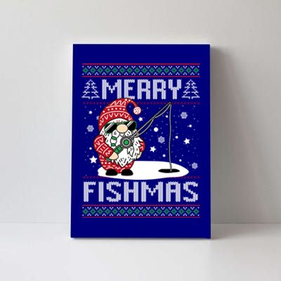 Merry Fishmas Fishing Gnome Christmas Santa Fisher Gift Canvas