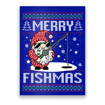 Merry Fishmas Fishing Gnome Christmas Santa Fisher Gift Poster