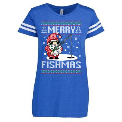 Merry Fishmas Fishing Gnome Christmas Santa Fisher Gift Enza Ladies Jersey Football T-Shirt