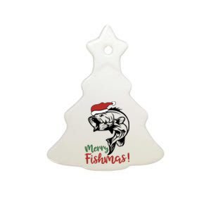 Merry Fishmas Fisherman Christmas Fish Fishing Ceramic Tree Ornament