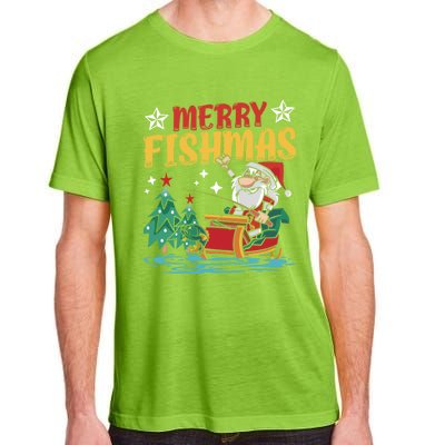 Merry Fishmas Fishing Christmas Costume Funny Santa Claus Adult ChromaSoft Performance T-Shirt