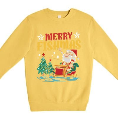 Merry Fishmas Fishing Christmas Costume Funny Santa Claus Premium Crewneck Sweatshirt