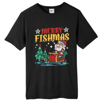 Merry Fishmas Fishing Christmas Costume Funny Santa Claus Tall Fusion ChromaSoft Performance T-Shirt