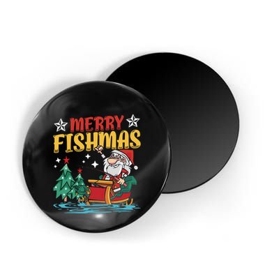 Merry Fishmas Fishing Christmas Costume Funny Santa Claus Magnet