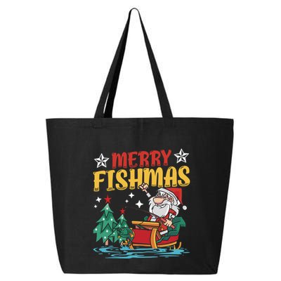 Merry Fishmas Fishing Christmas Costume Funny Santa Claus 25L Jumbo Tote