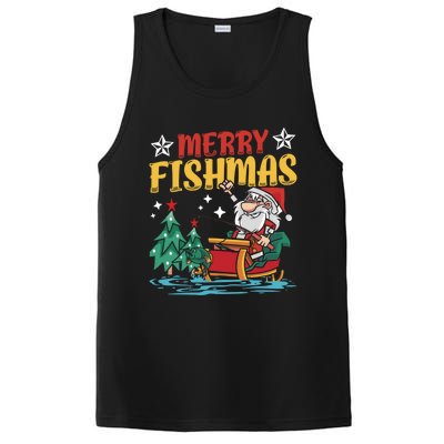 Merry Fishmas Fishing Christmas Costume Funny Santa Claus PosiCharge Competitor Tank