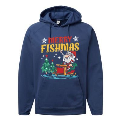 Merry Fishmas Fishing Christmas Costume Funny Santa Claus Performance Fleece Hoodie