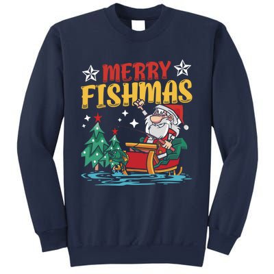 Merry Fishmas Fishing Christmas Costume Funny Santa Claus Sweatshirt