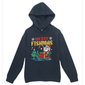 Merry Fishmas Fishing Christmas Costume Funny Santa Claus Urban Pullover Hoodie