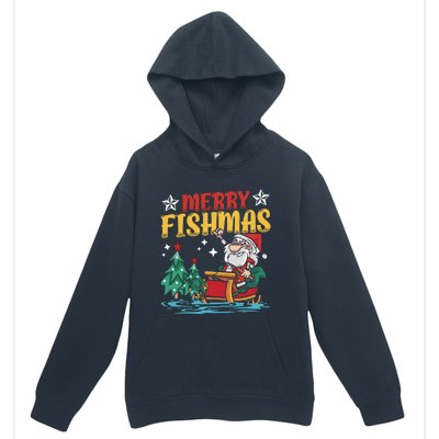 Merry Fishmas Fishing Christmas Costume Funny Santa Claus Urban Pullover Hoodie