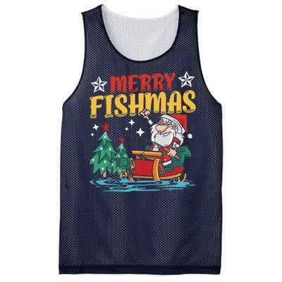 Merry Fishmas Fishing Christmas Costume Funny Santa Claus Mesh Reversible Basketball Jersey Tank