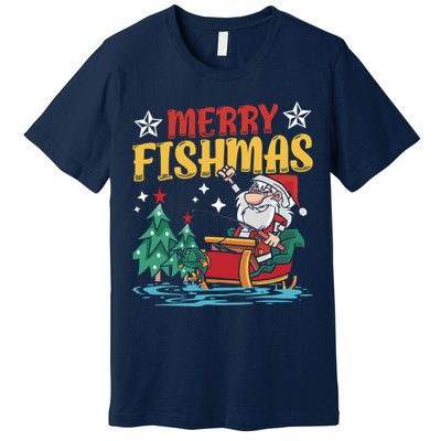 Merry Fishmas Fishing Christmas Costume Funny Santa Claus Premium T-Shirt