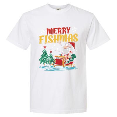 Merry Fishmas Fishing Christmas Costume Funny Santa Claus Garment-Dyed Heavyweight T-Shirt