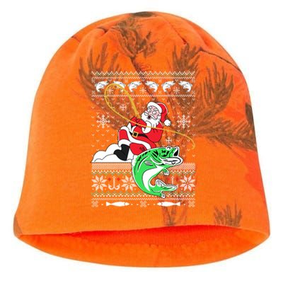 Merry Fishmas Fisher Santa Ugly Sweater Christmas Fishing Cool Gift Kati - Camo Knit Beanie