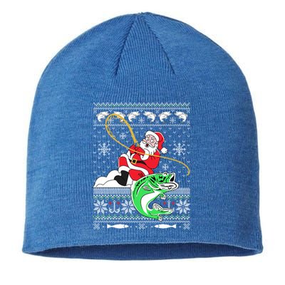 Merry Fishmas Fisher Santa Ugly Sweater Christmas Fishing Cool Gift Sustainable Beanie