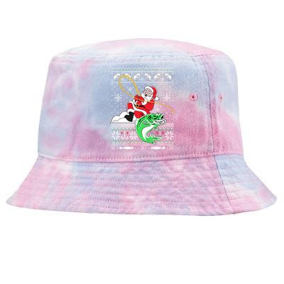 Merry Fishmas Fisher Santa Ugly Sweater Christmas Fishing Cool Gift Tie-Dyed Bucket Hat