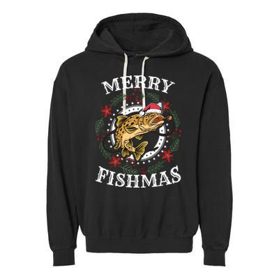 Merry Fishmas For Fisher Or Fishing Lover Gift Garment-Dyed Fleece Hoodie