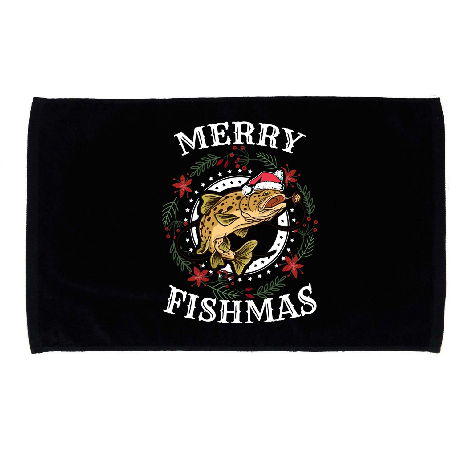 Merry Fishmas For Fisher Or Fishing Lover Gift Microfiber Hand Towel