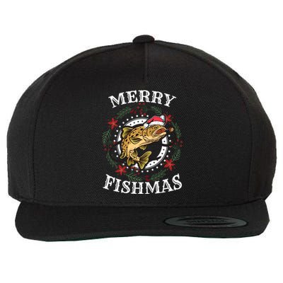 Merry Fishmas For Fisher Or Fishing Lover Gift Wool Snapback Cap