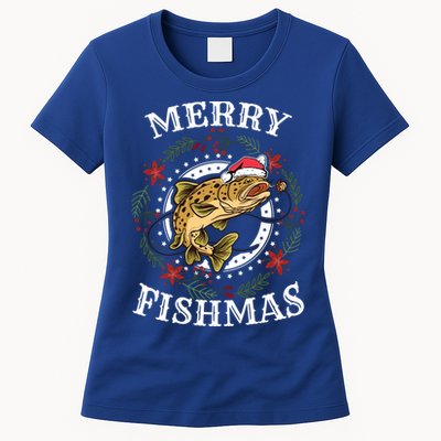 Merry Fishmas For Fisher Or Fishing Lover Gift Womens T-Shirt