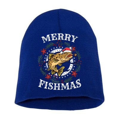 Merry Fishmas For Fisher Or Fishing Lover Gift Short Acrylic Beanie