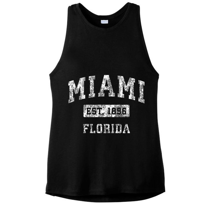 Miami Florida Fl Vintage Established Sports Ladies PosiCharge Tri-Blend Wicking Tank