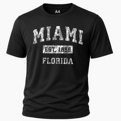 Miami Florida Fl Vintage Established Sports Cooling Performance Crew T-Shirt