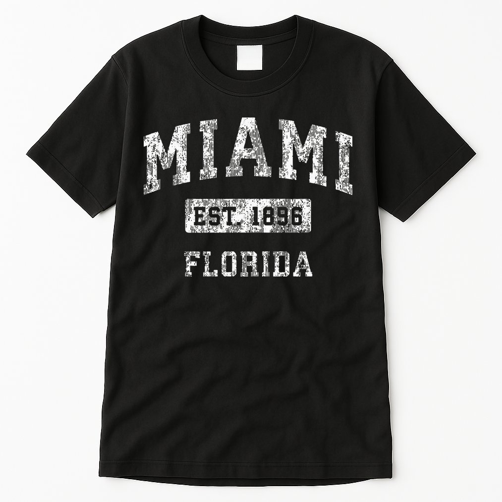 Miami Florida Fl Vintage Established Sports Tall T-Shirt